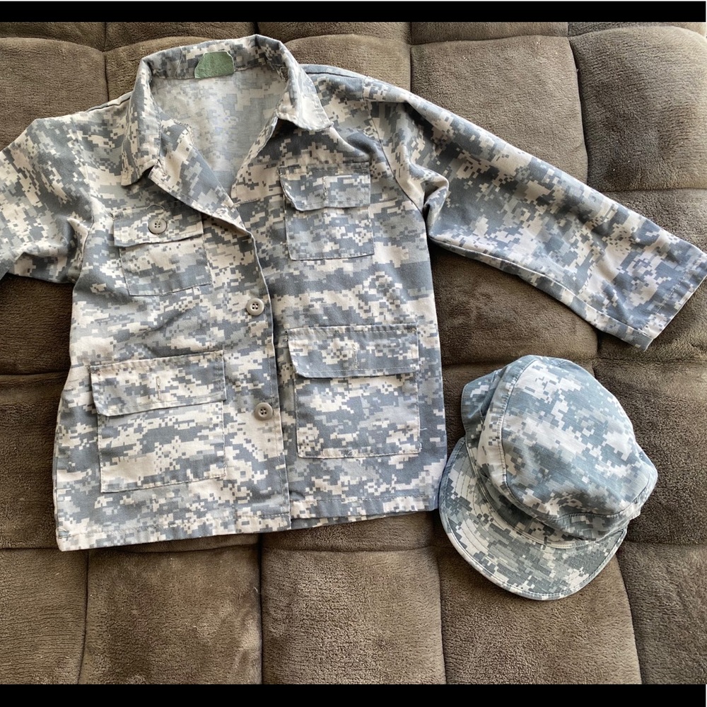 Military jacket and hat imaginary play